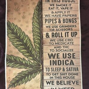 Green Cannabis Leaf Wall Art Panel - Brand